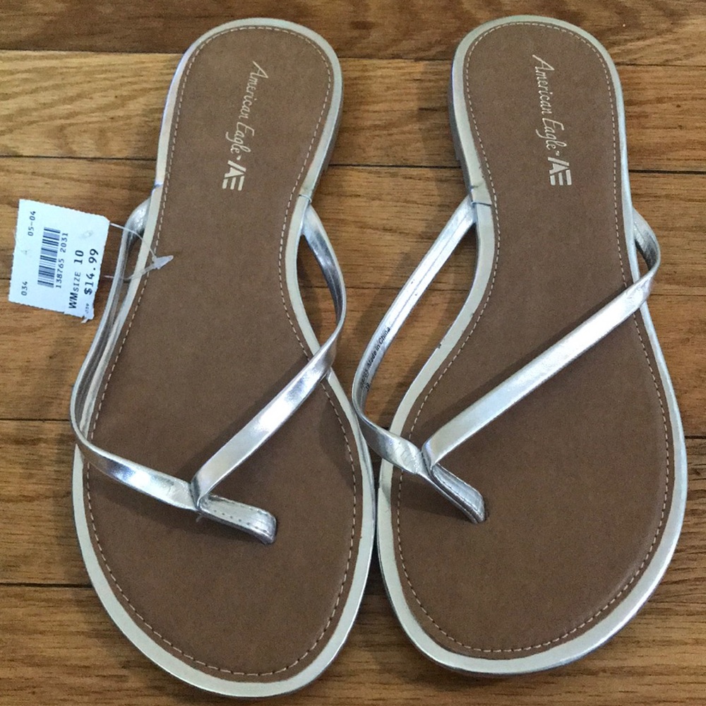 American Eagle Silver Flip Flops
